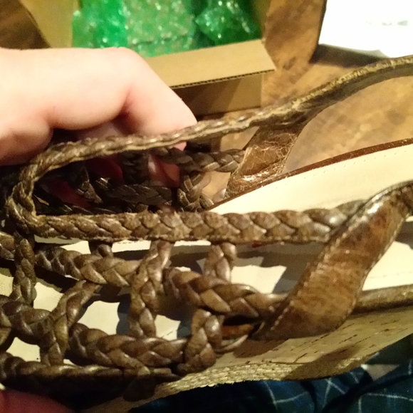 Prada LINEA ROSSA Brown Leather Wedge Sandal 6.5 - Picture 6 of 8